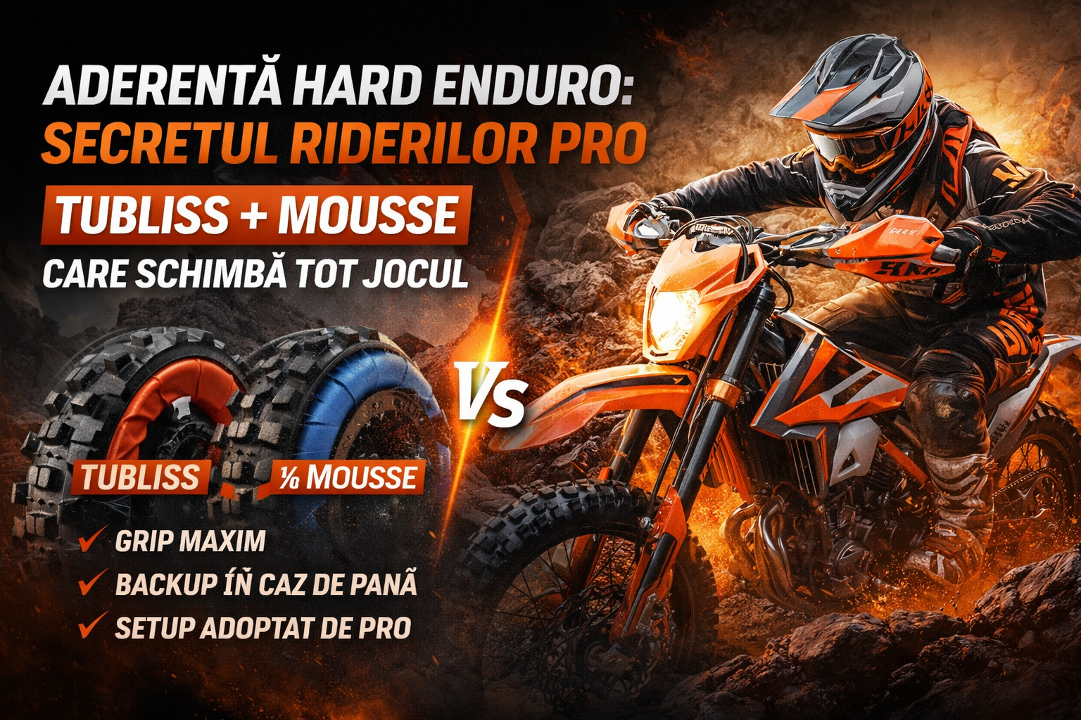 Aderență hard enduro: cum obții grip maxim cu Tubliss și jumătate de mousse