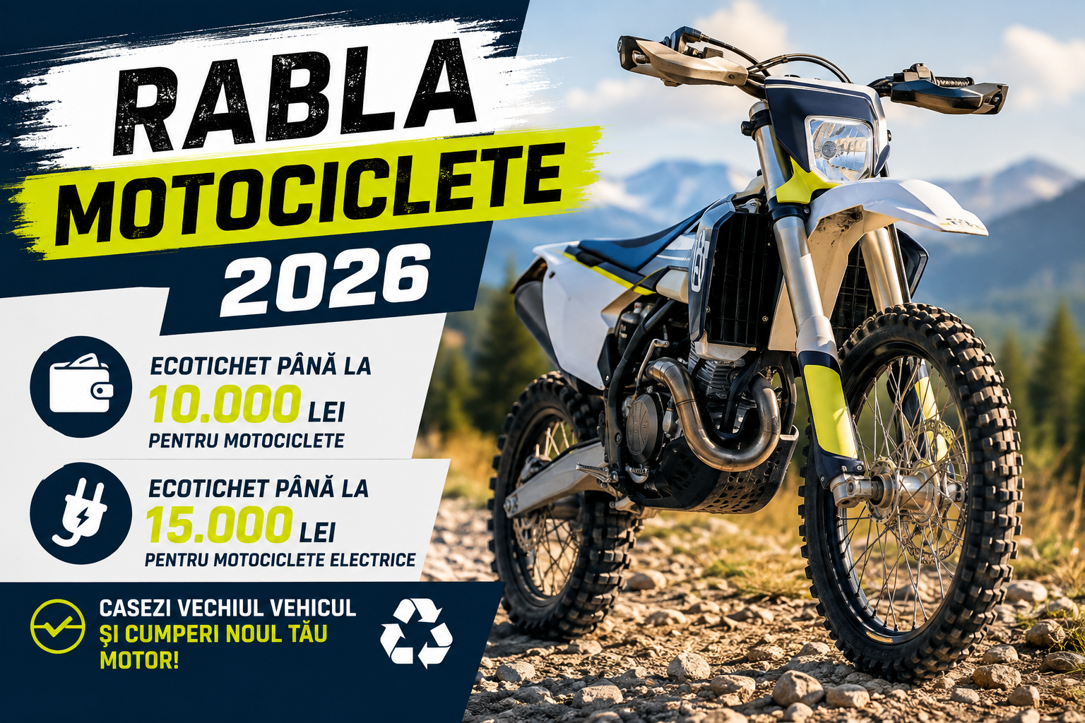 Rabla Motociclete 2026: cum cumperi o motocicletă nouă cu ecotichet?