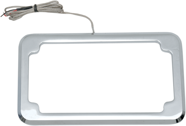Beveled License Plate With Lights Chrome, 1, nordicamoto.ro