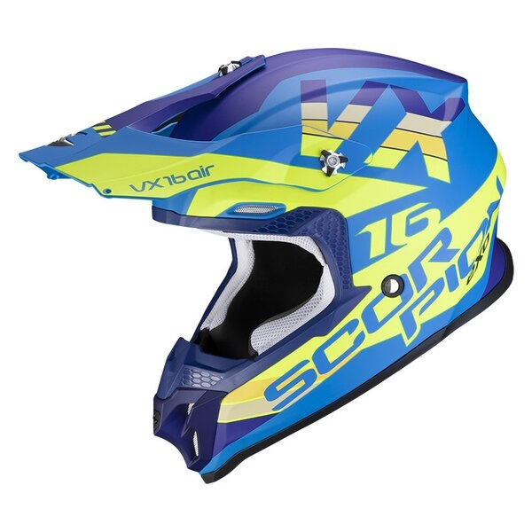 Casca cross-enduro SCORPION VX-16 AIR X-TURN Albastru/Galben Fluo