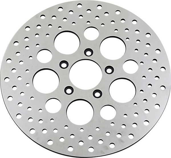 Polished Stainless Steel Drilled Brake Rotor Silver, Polished, 1, nordicamoto.ro