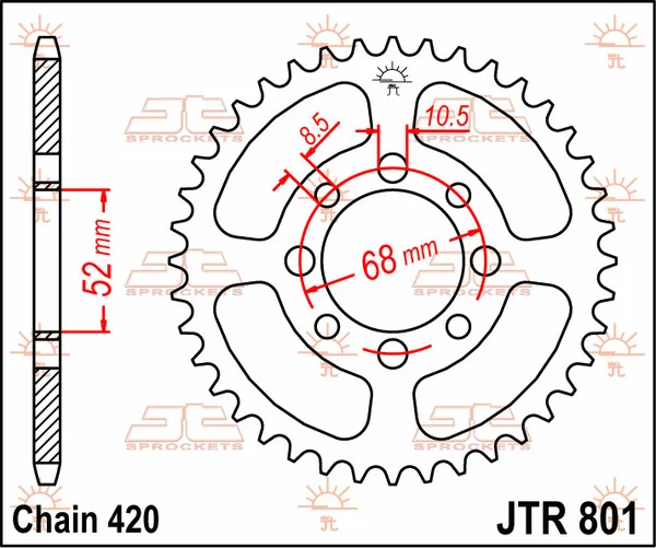 Jtr865.43 Rear Replacement Sprocket 43 Teeth 50 Pitch Natural Steel Natural, 2, nordicamoto.ro
