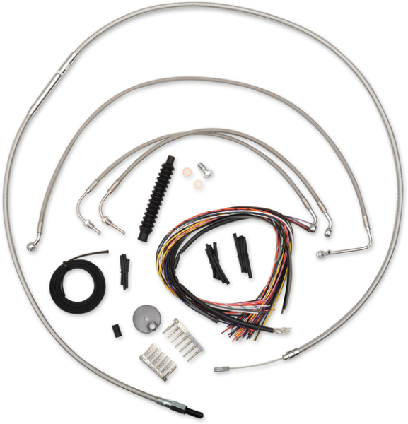 Cable And Brake Line Kit Stainless Polished For Mini Ape Hangers Silver, 1, nordicamoto.ro
