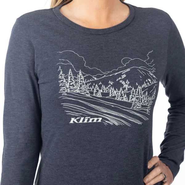 Tricou Dama Klim Haven Tri-blend LS Heathered Gray - Rain Forest-0