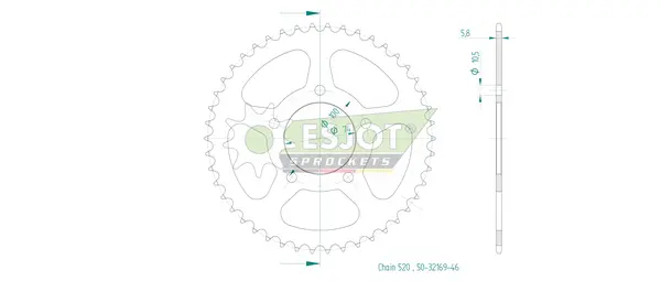 Pinion standard spate 520 negru, 2, nordicamoto.ro