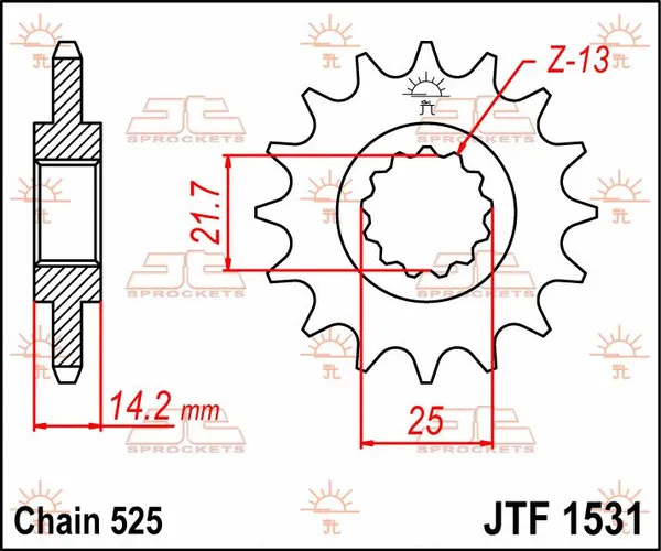 JT SPROCKETS Pinion față, culoare naturală, 2, nordicamoto.ro