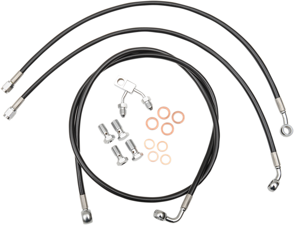 Black Braided Brake Line Kit Black 30, 1, nordicamoto.ro