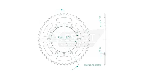 Pinion standard spate 520 negru, 2, nordicamoto.ro