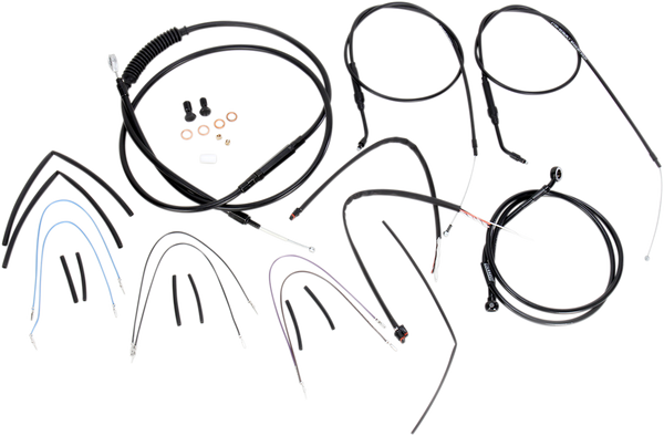 Complete Black Vinyl Handlebar Cable/line Kit For Ape Hanger Handlebars Black, 1, nordicamoto.ro