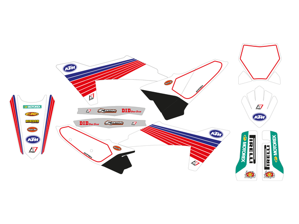 Graphic Kit Retro With Seat Cover White, Red, Blue, 1, nordicamoto.ro