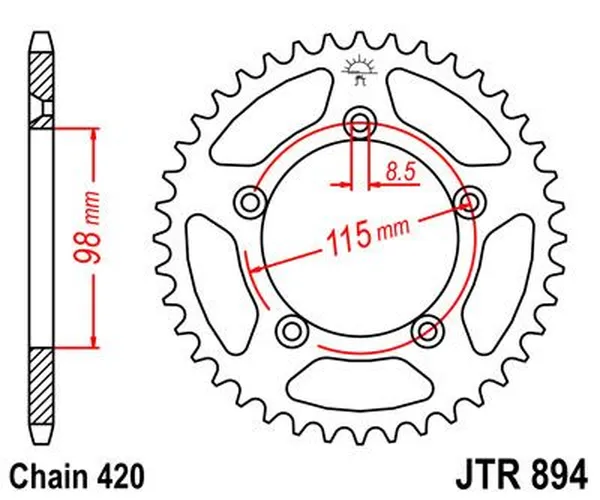 JT SPROCKETS Induction Hardened Black Zinc Finish Rear Sprocket Black, Zinc -0