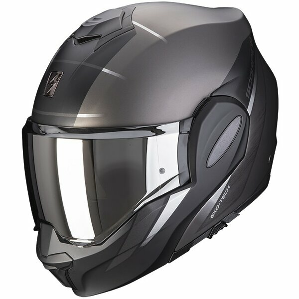 Casca modulara flip-back SCORPION EXO-TECH EVO PRIMUS Argintiu mat/Negru S, 1, nordicamoto.ro
