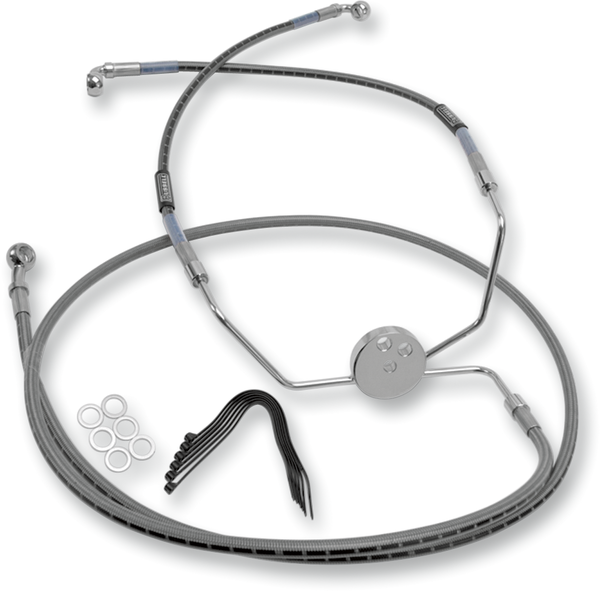 Stock-length Front Brake Lines With Abs Braided, Silver Stock, 1, nordicamoto.ro