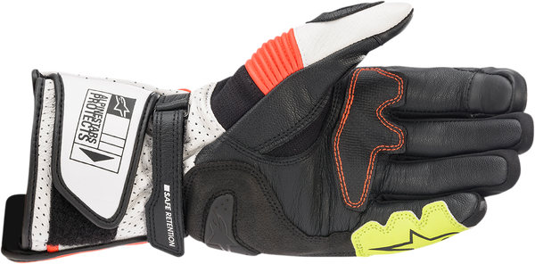 Manusi Piele Alpinestars SP-2 v3 Alb/Red Fluo/Negru-1