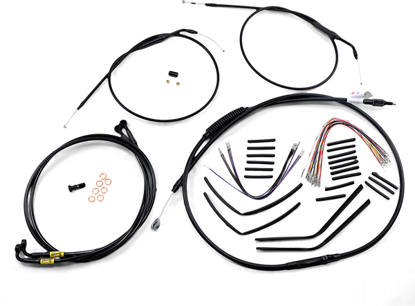 Complete Black Vinyl Handlebar Cable/line Kit For Ape Hanger Handlebars Black, 1, nordicamoto.ro