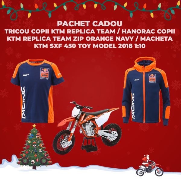 Pachet Cadou Tricou Copii KTM Replica Team / Hanorac Copii KTM Replica Team Zip Orange Navy / Macheta KTM SXF 450 Toy Model 2018 1:10-0f8bb317d2cb58762cba1deb1f28b0bd.webp