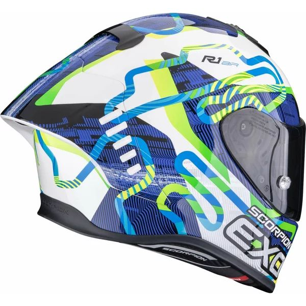 Casca integrala sport SCORPION EXO-R1 EVO II AIR CORNERING L Alb/Albastru/Verde, 3, nordicamoto.ro