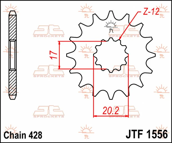 JT SPROCKETS Pinion față, culoare naturală, 2, nordicamoto.ro
