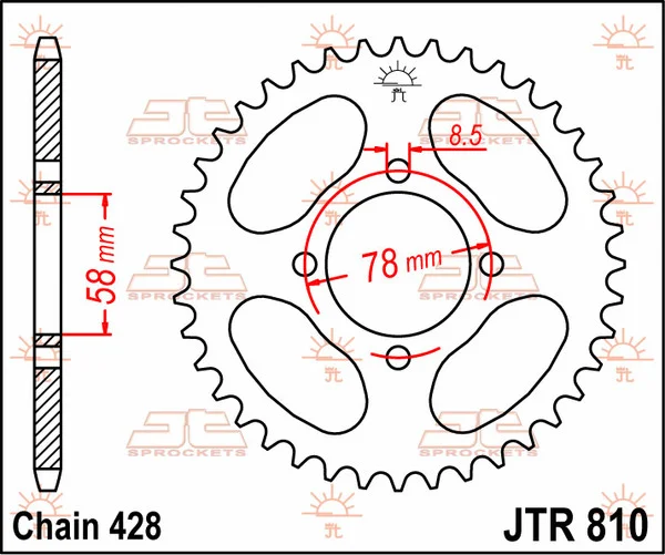JT SPROCKETS Pinion spate, culoare naturală, 1, nordicamoto.ro