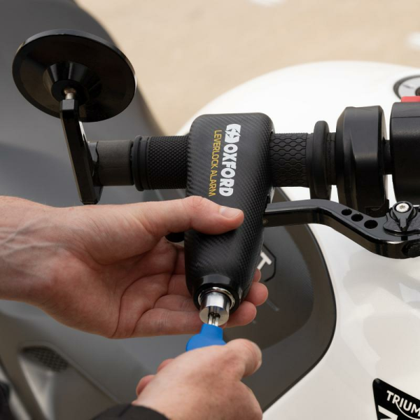 Antifurt Moto Oxford LeverLock cu Alarma Galben-0