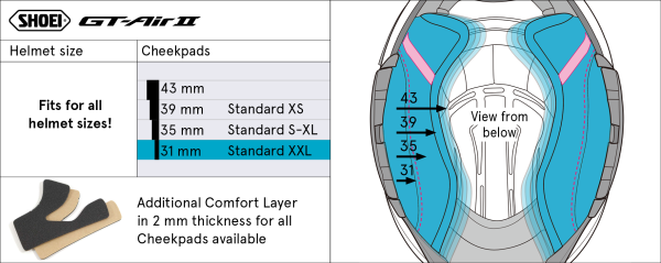 Burete interior obraji casca SHOEI GTA2 Type-N 43mm-0