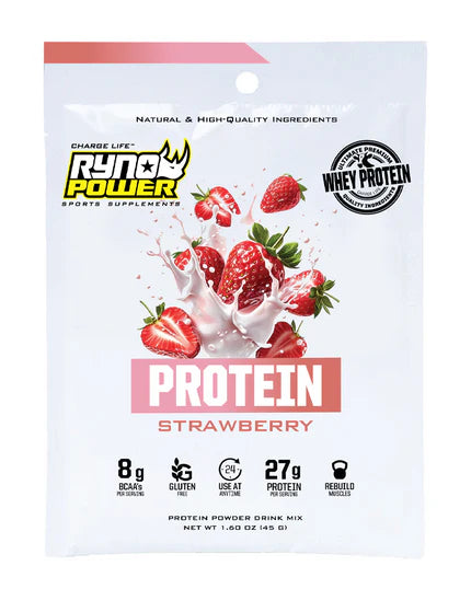Pudră proteică din zer Ryno Power PROTEIN Premium Whey cu căpșuni, 1 lb, 3, nordicamoto.ro