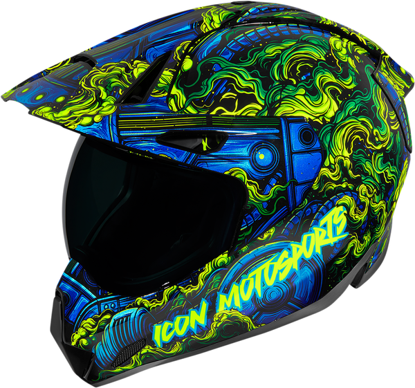 Casca Icon Variant Pro™ Willy Pete Black/Blue/Fluorescent Green/Green S, 2, nordicamoto.ro