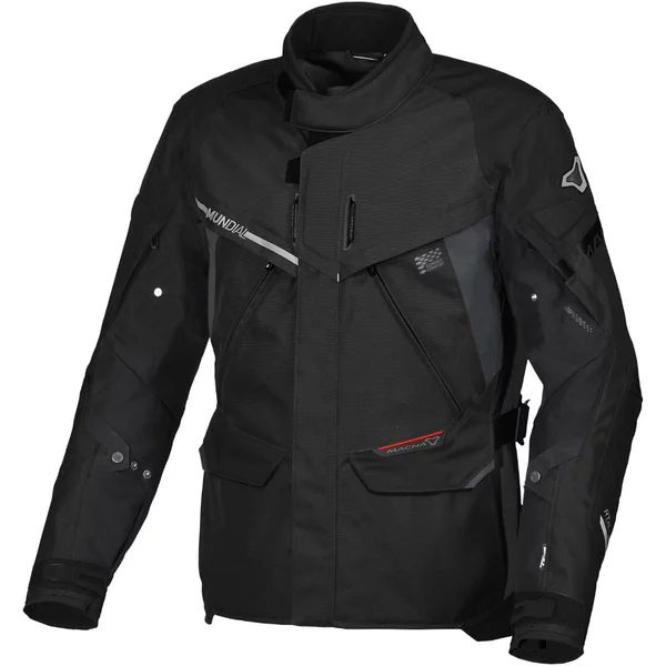 Geaca textil impermeabila touring/adventure MACNA MUNDIAL S Gri/Negru/Rosu, 7, nordicamoto.ro
