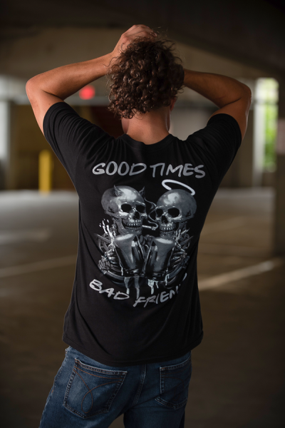 Good Times Bad Friends T-shirt Black 2XL, 2, nordicamoto.ro
