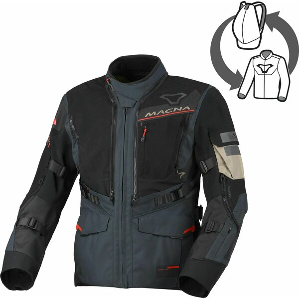 Geaca textil impermeabila touring/adventure MACNA FLEXODUS S Gri/Negru, 9, nordicamoto.ro