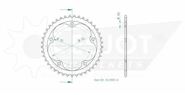 Pinion standard spate 525 negru, 2, nordicamoto.ro
