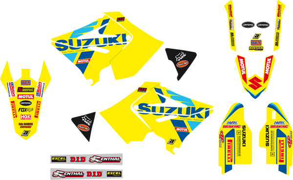 Blackbird Racing Replica Team Suzuki Ksrt 2022 Graphics Kit With Seat Cover Blue, Yellow, 1, nordicamoto.ro