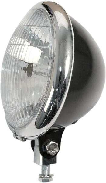 5-3/4(r) Bates-style Headlight Black, Chrome