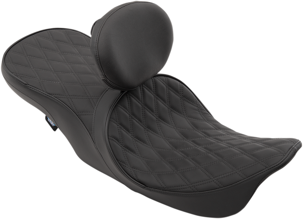 Forward Positioned 2-up Low Profile Touring Leather Seat Black, 2, nordicamoto.ro