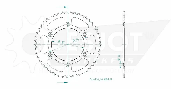 Pinion standard spate 520 negru, 2, nordicamoto.ro