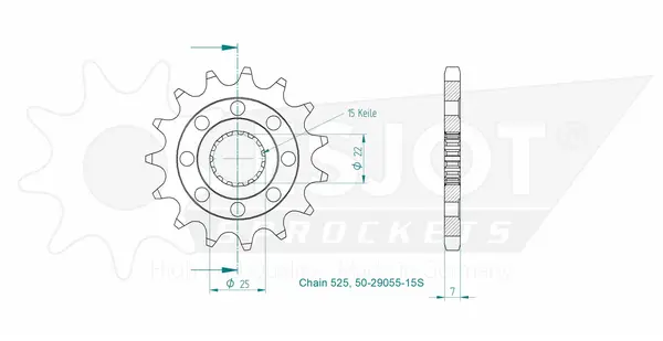 Sport Sprocket Front 525 Natural, 2, nordicamoto.ro