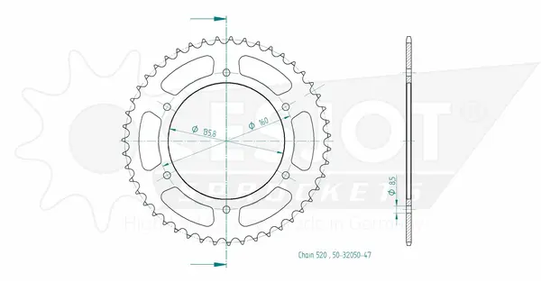 Pinion standard spate 520 negru, 2, nordicamoto.ro
