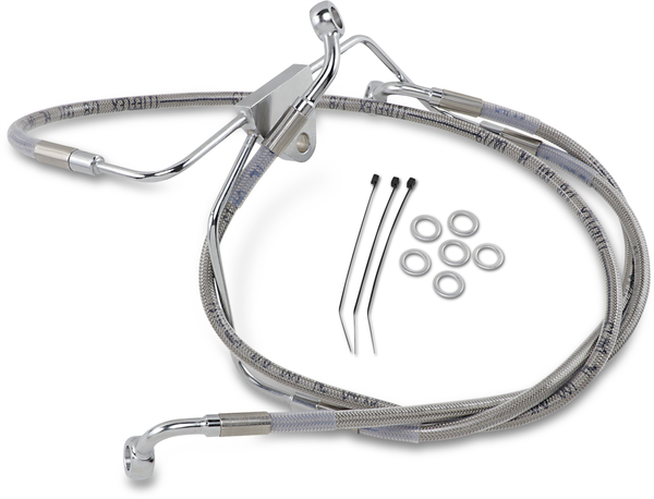 Extended Length Stainless Steel Brake Line Kit Silver, Clear-coated Oversize [+152 mm (6'')], 1, nordicamoto.ro