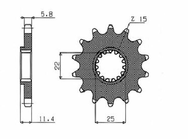 Pinion pentru arbore intermediar Powerdrive, negru, parkerizat, 2, nordicamoto.ro