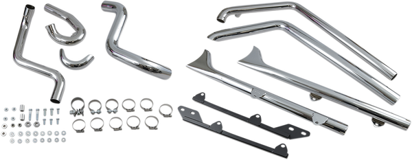 Fishtail True Dual Exhaust System Chrome, 1, nordicamoto.ro