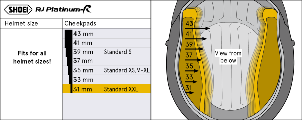 Burete interior obraji casca SHOEI JW/MLT/RJPL 41mm-0