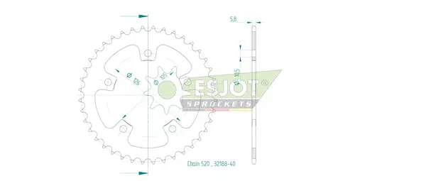 Pinion standard spate 520 negru, 2, nordicamoto.ro