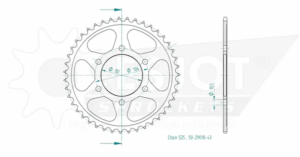 Pinion standard spate 525 negru, 2, nordicamoto.ro