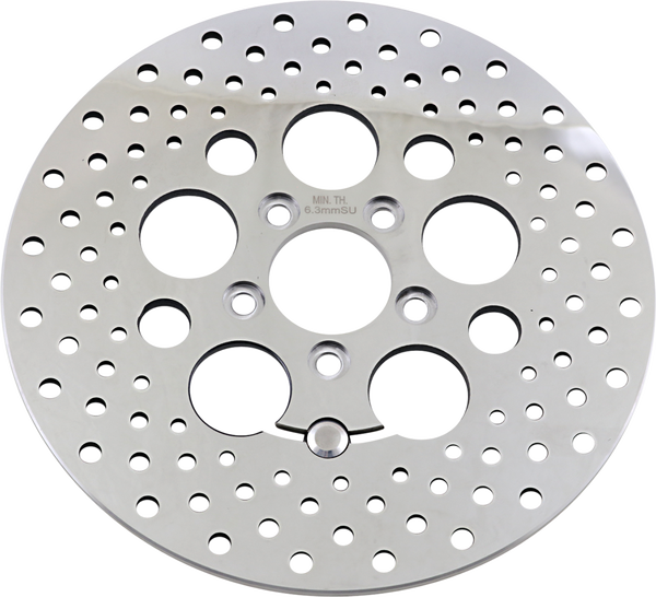 Polished Stainless Steel Drilled Brake Rotor Silver, Polished, 2, nordicamoto.ro