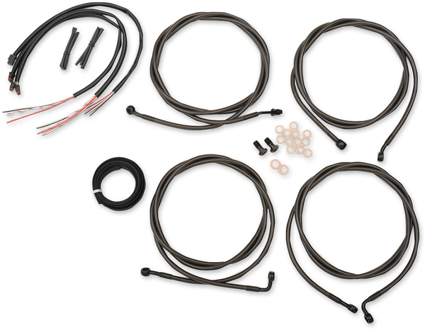 Complete Midnight Braided Handlebar Cable/brake Line Kit Black, 1, nordicamoto.ro