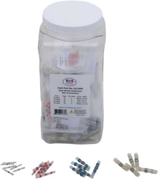 Set de conectori termocontractabili fără lipire / rezerve: albastru, roșu, alb, galben, 3, nordicamoto.ro