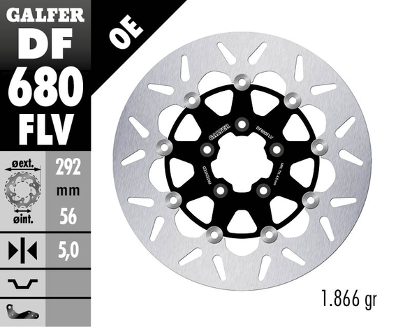 Brake Rotor Floating Round Black, Silver, 1, nordicamoto.ro