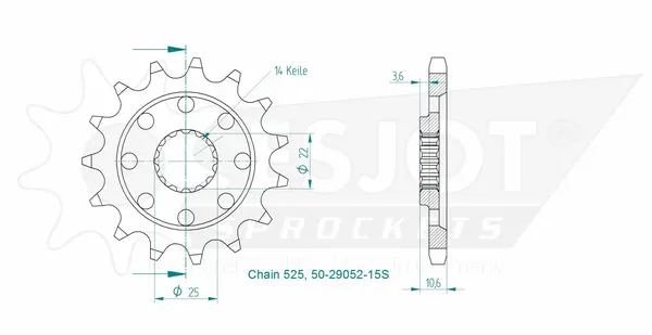 Sport Sprocket Front 525 Natural, 2, nordicamoto.ro