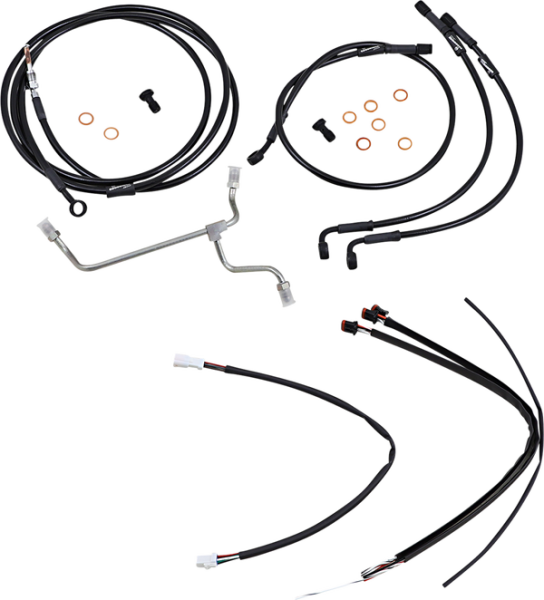 Complete Black Vinyl Handlebar Cable/line Kit For Ape Hanger Handlebars Black, 1, nordicamoto.ro
