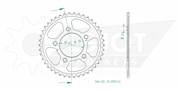 Pinion standard spate 525 negru, 2, nordicamoto.ro
